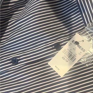 Express Blue and White button back  Blouse